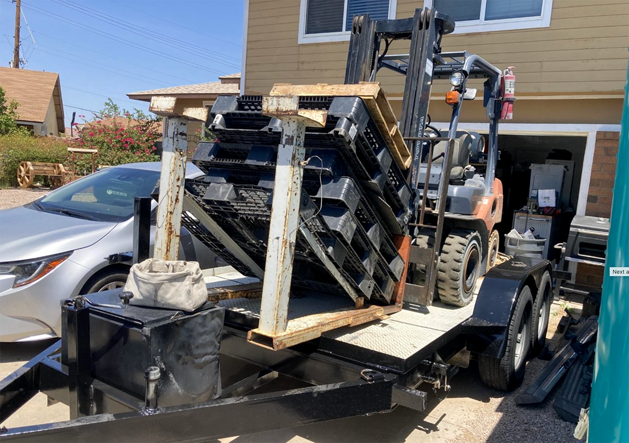 Toyota forklift on a trailer