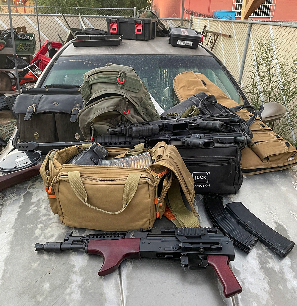 Firearms displayed on a vehicle