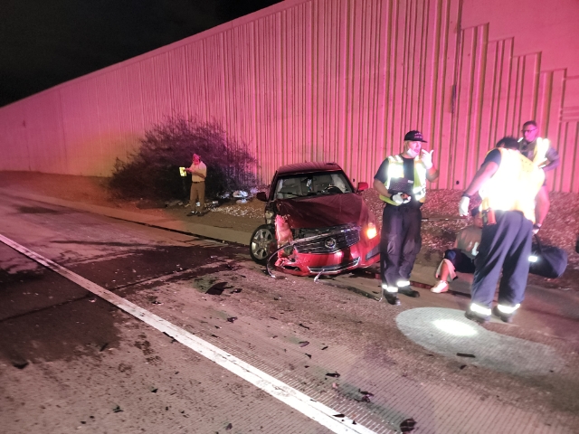 First responders at the scene of a wrong-way collision on SR-101 in Tempe, Arizona