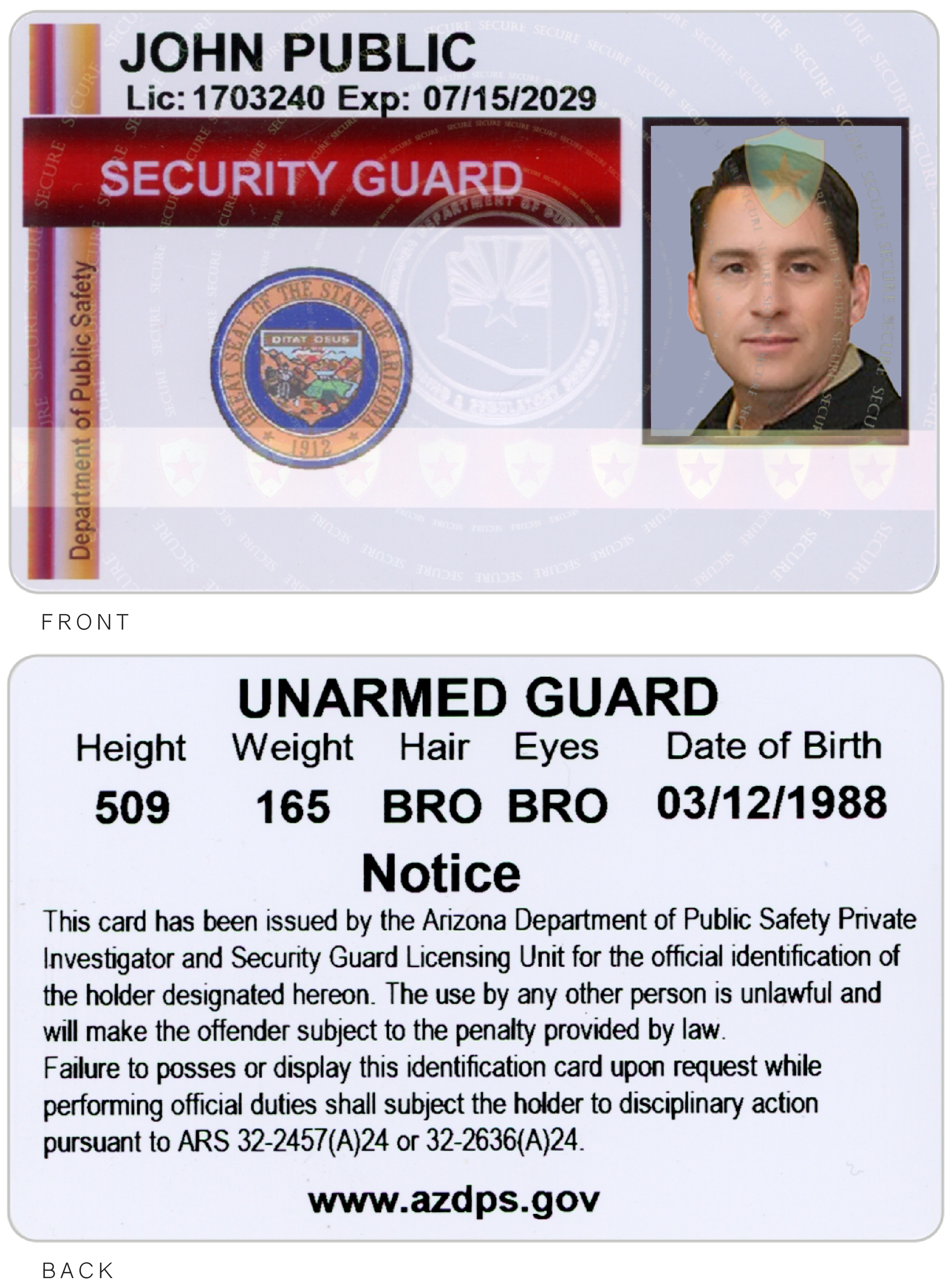 DPS Credentials Licensing Department of Public Safety