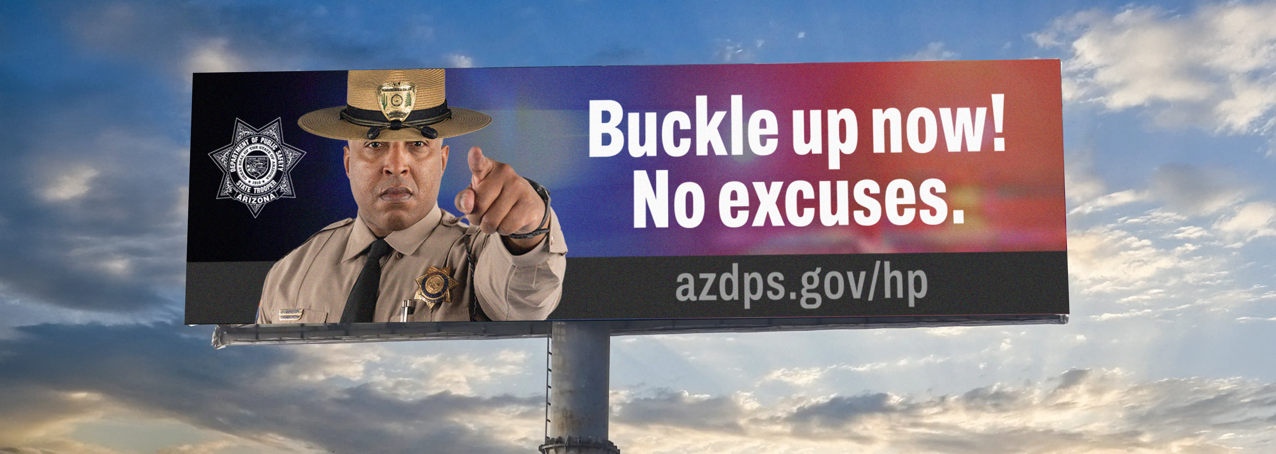 Buckle up now! No excuses billboard