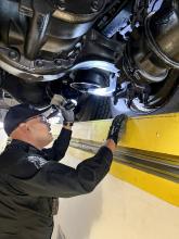 Trooper inspects a semi at the port of entry