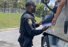 CVETF personnel conducting commercial vehicle inspections