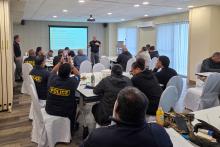 Captain Kudler gives a presentation during the training.